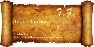Tomik Ferenc névjegykártya